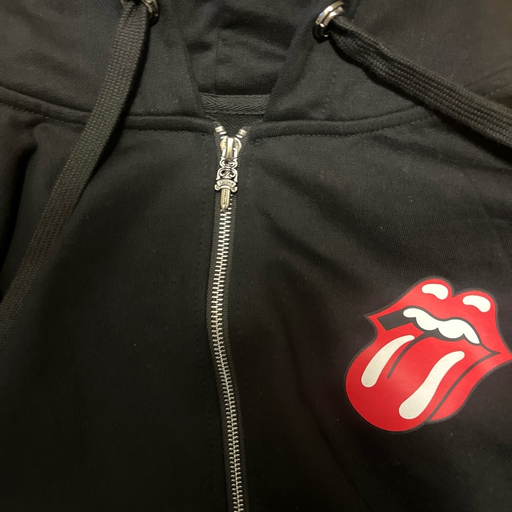 Black chrome heart x rolling stone Zip-Up Hoodie - Picture 4 of 4